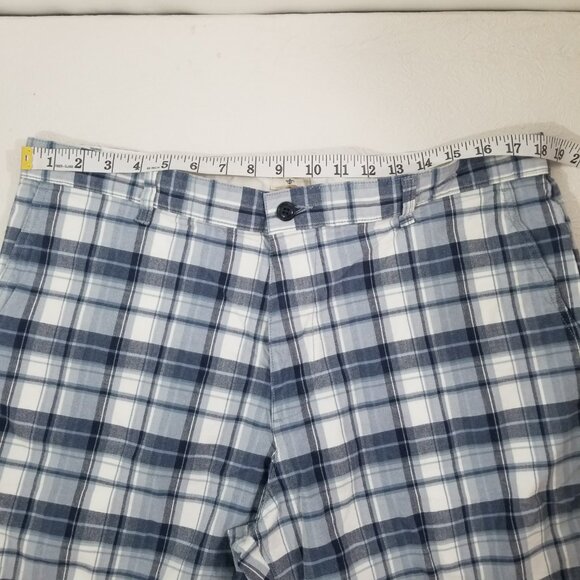 Dockers Mens 38 Blue White  Plaid Checker Zip Up Shorts 19" Pockets Belt Loops - Picture 10 of 14